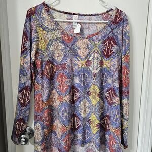 LuLaRoe New Women's Small Colorful Geometric Long Sleeve Blouse Shirt